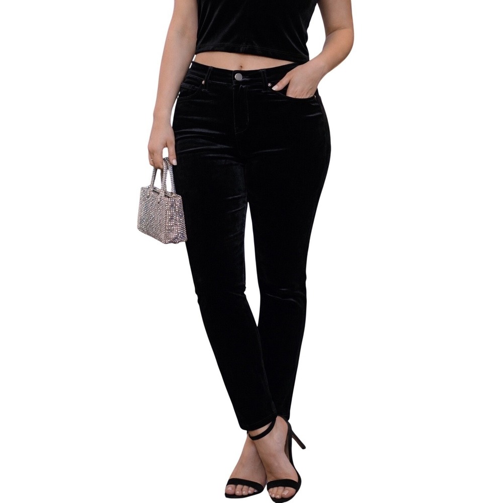 BlankNYC Womens Pants 25 Cry Baby Black Velvet Jeans Slim Skinny Sexy Night Out